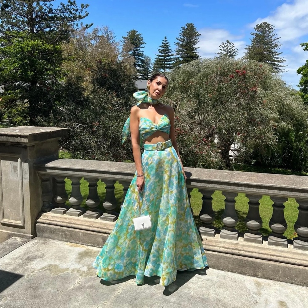 Zimmermann High Tide Floral Ikat Maxi Skirt with Top
